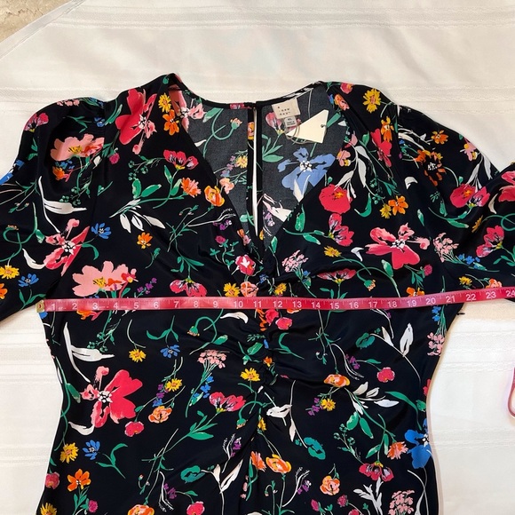 A New Day Women's Puff Short Sleeve Ruched A-Line Dress Black Floral Sz XL EUC - Picture 11 of 15
